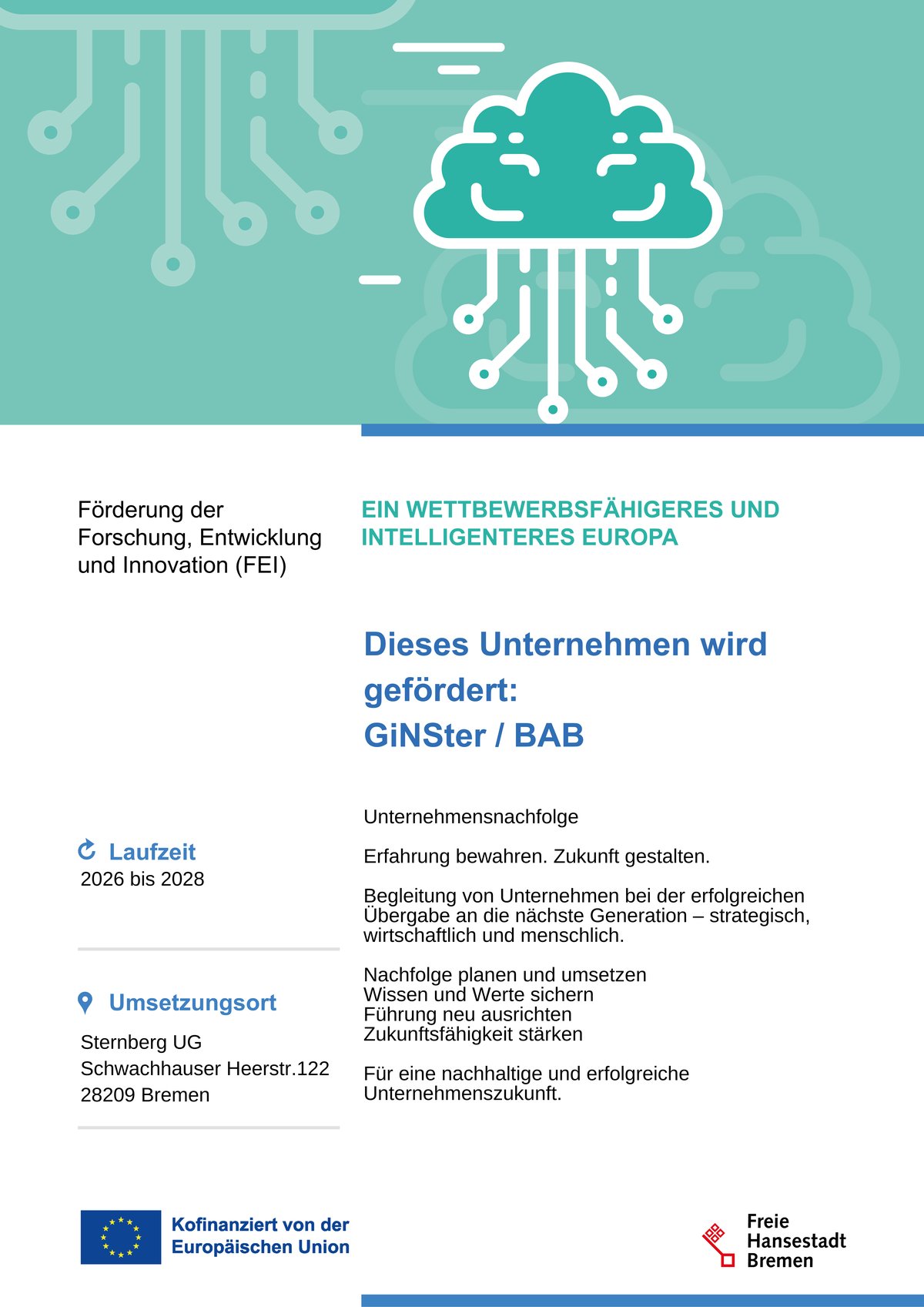 Förderplakat GiNSter – Kofinanziert von der Europäischen Union